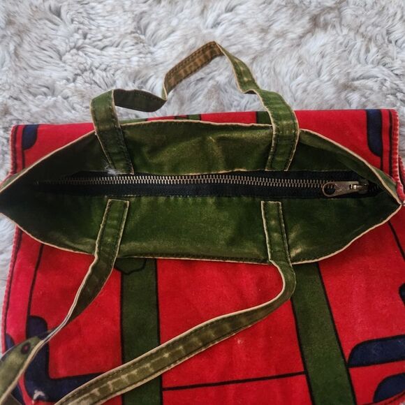 Roberta di Camerino‎ Vintage Velvet Trompe L'oeil Tote Bag Red, Green, and Blue - Picture 7 of 11
